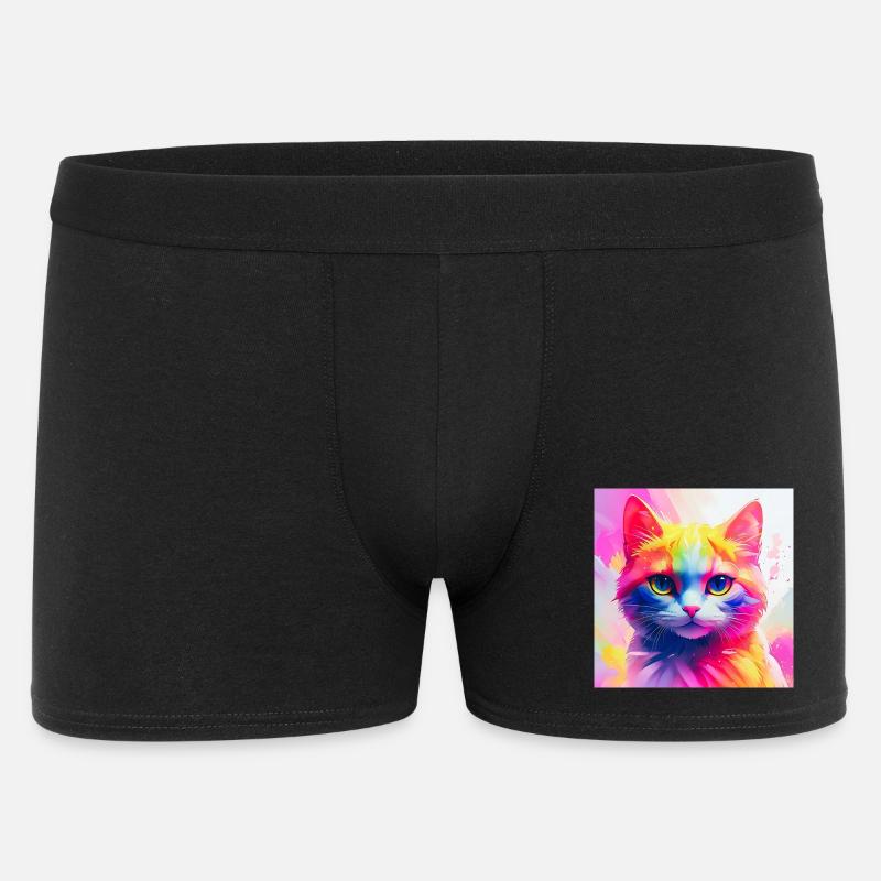 Lebendiges Regenbogenkatzen-Kunstwerk - Männer Boxer Shorts - Schwarz