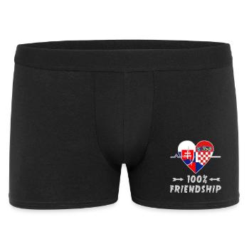 Slowakei und Kroatien 100% Freundschaft - Männer Boxer Shorts - Schwarz - Vorne