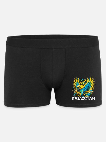 Kasachstan Adler Flagge Fahne kyrillisch Geschenk - Männer Boxer Shorts - Schwarz
