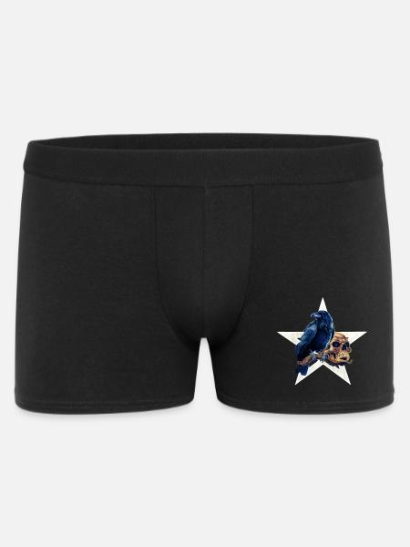 Rabe auf Stern und Schädel - Männer Boxer Shorts - Schwarz
