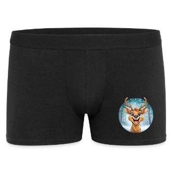 Festive reindeer, snowy winter landscape - Men's Boxer Shorts - black - Front