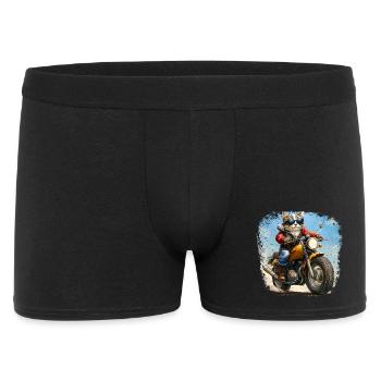 Katzen Motorradfahrer / Motorrad Katze - Männer Boxer Shorts - Schwarz - Vorne
