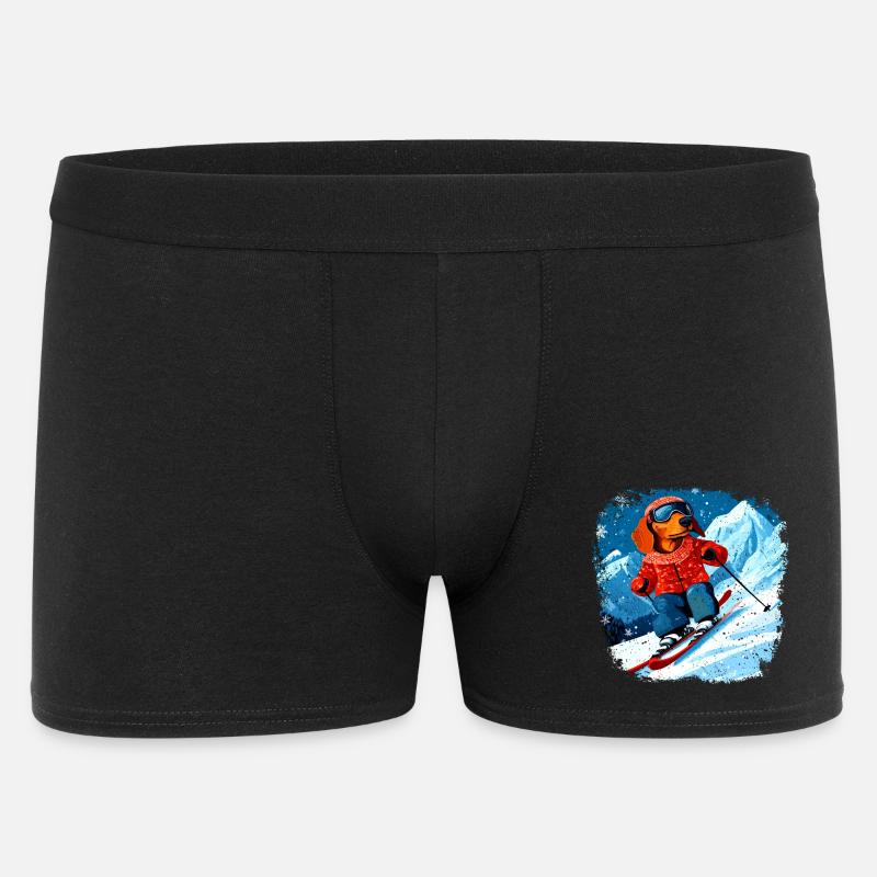 Dackel Ski - Männer Boxer Shorts - Schwarz