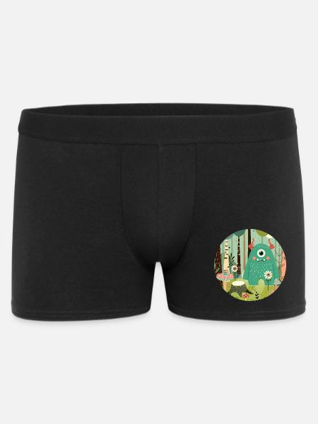 Søt monster i den magiske skogen - Boxer Shorts for menn - svart