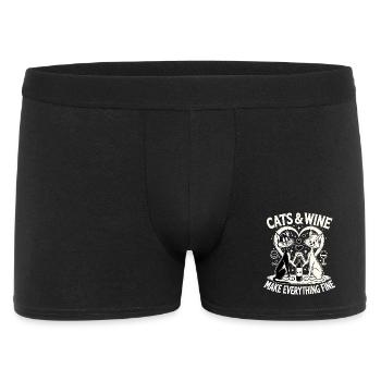 Les chats et le vin font tout bien drôle cadeau - Boxer Homme - noir - Devant