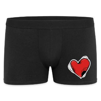 Rotes Herz - Männer Boxer Shorts - Schwarz - Vorne