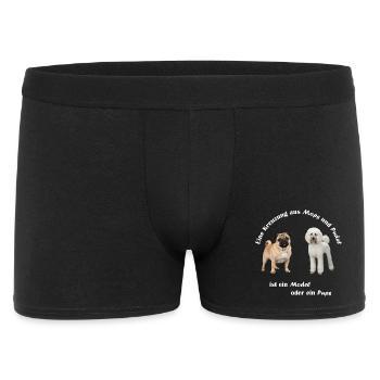Kreuzung Pudel und Mops - Männer Boxer Shorts - Schwarz - Vorne