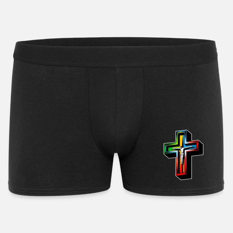 Jesus am Kreuz - Männer Boxer Shorts - Schwarz