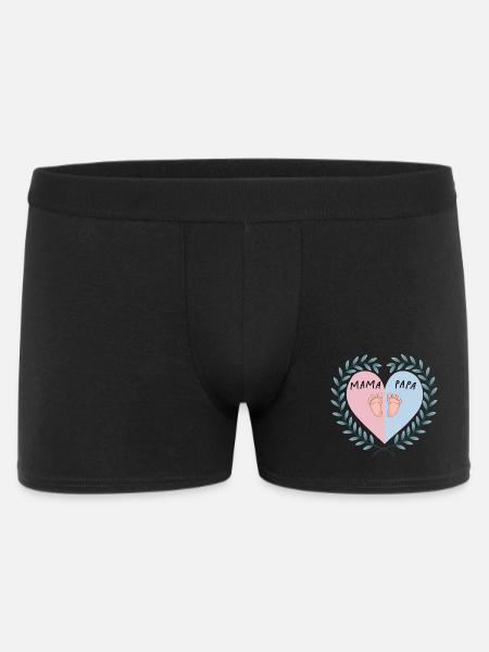 Mom & Dad Heart with Baby Feet - Men's Boxer Shorts - black