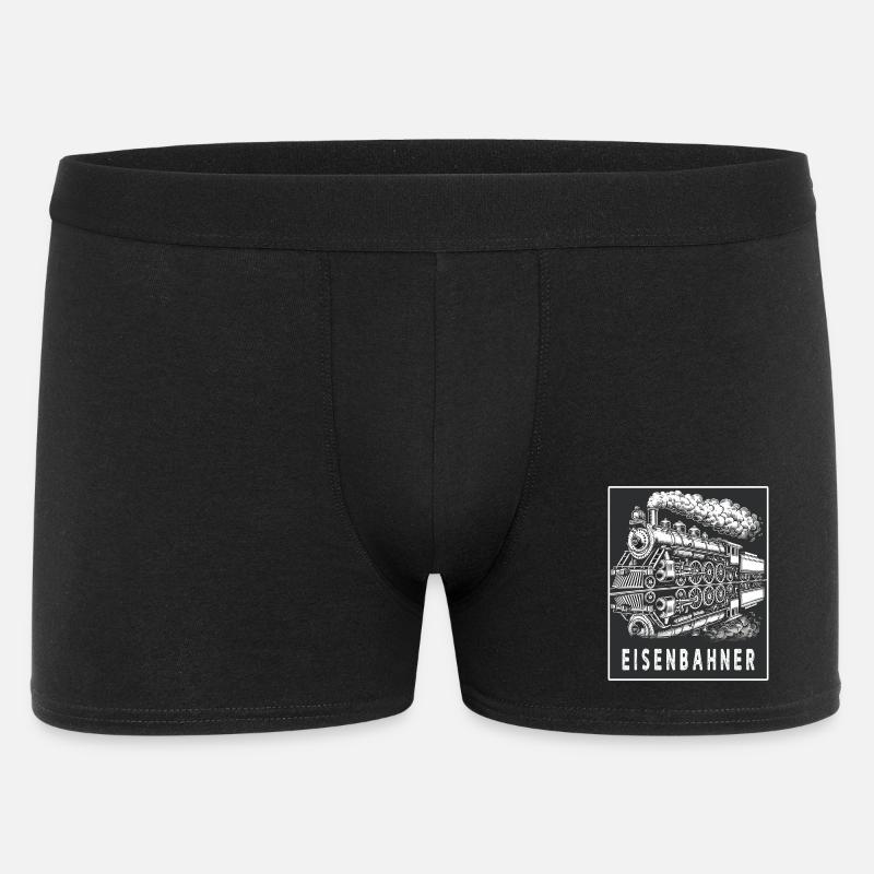 Dampflok Eisenbahner Retro - Männer Boxer Shorts - Schwarz