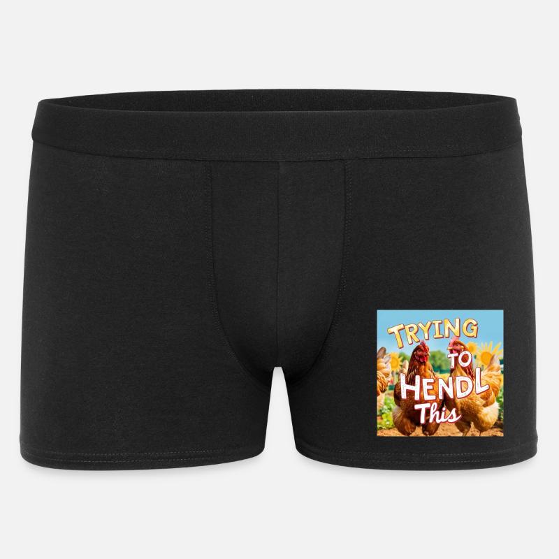 Hühner "Trying to Hendl this" - Männer Boxer Shorts - Schwarz