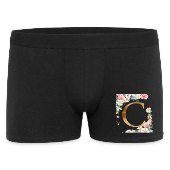 C Monogram, Floral, Customizable - Men's Boxer Shorts - black - Front