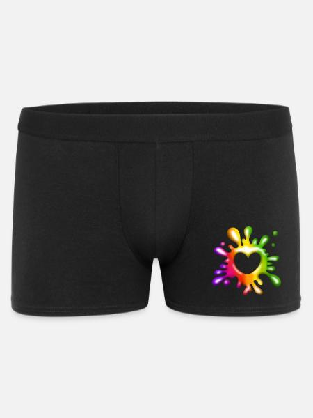 Herz Klecks - Farbenfrohe Liebe - Männer Boxer Shorts - Schwarz