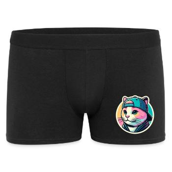 Cat with cap in pastel - Men's Boxer Shorts - black - Front