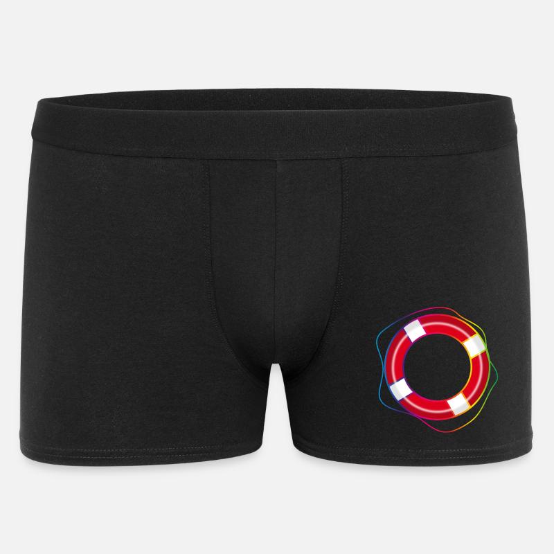 Rettungsring mit Regenbogen-Seil –Maritimes Symbol - Männer Boxer Shorts - Schwarz