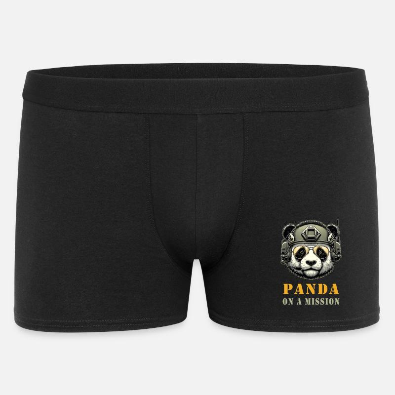 Panda in Mission / Military - Men's Boxer Shorts - black