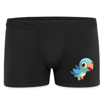 Bunter Baby-Papagei im Flug (v02) - Männer Boxer Shorts - Schwarz - Vorne