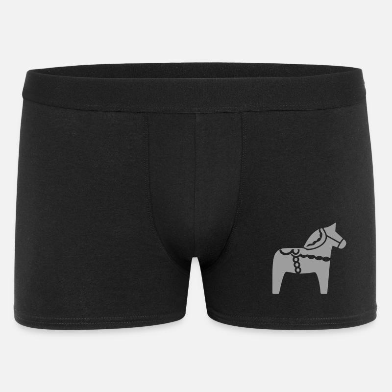 Skandinavisches Dala Pferd – Folklore Design - Männer Boxer Shorts - Schwarz