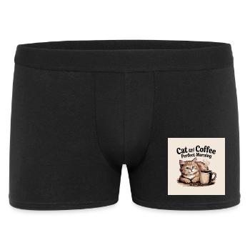 Cat and coffee is a perfect morning - Men's Boxer Shorts - black - Front