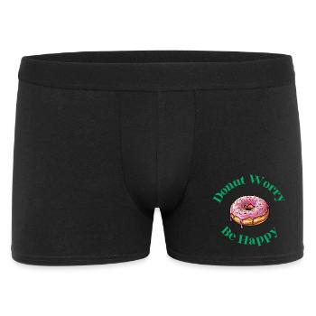 Donut Worry Be Happy - Funny Donut Saying - Men's Boxer Shorts - black - Front