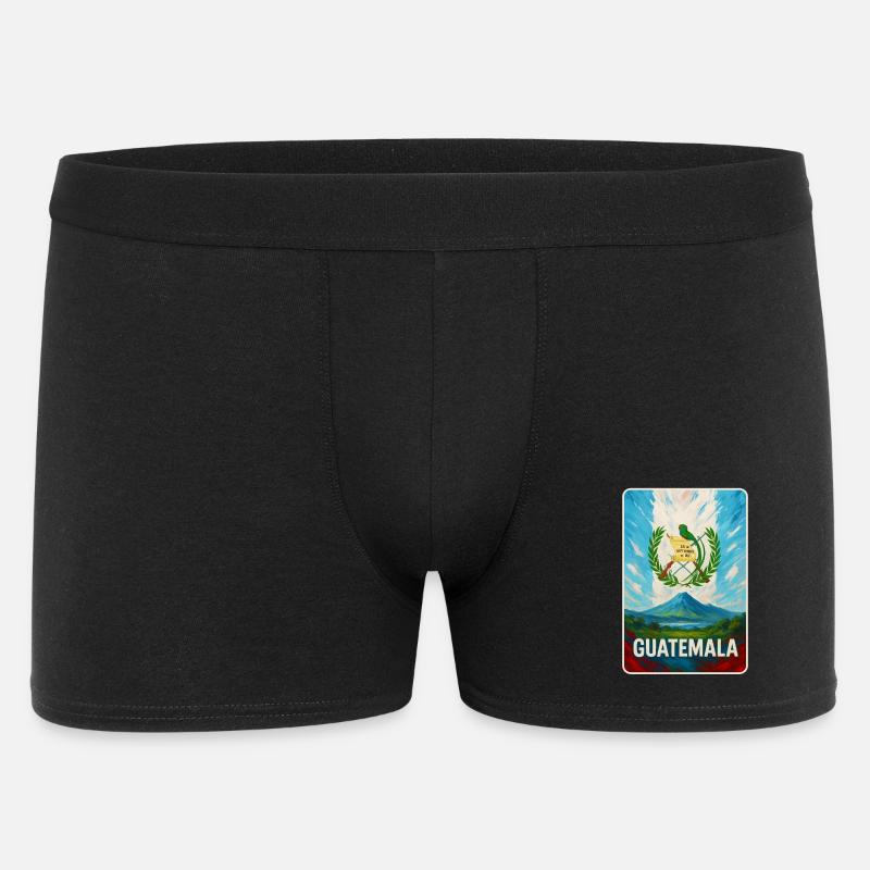 Guatemala Vulkan & Nationalwappen - Männer Boxer Shorts - Schwarz