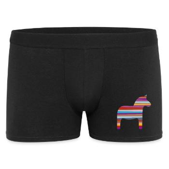 Dala Horse Stripes Scandinave Suède Enfants - Boxer Homme - noir - Devant