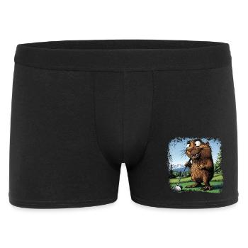 Golfspieler Murmeltier - Männer Boxer Shorts - Schwarz - Vorne
