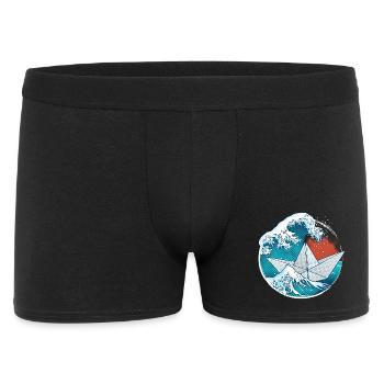 Paper boat in origami style - Men's Boxer Shorts - black - Front