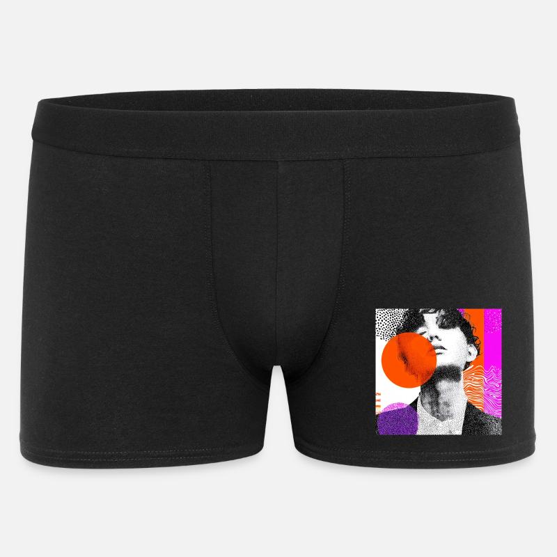 Wraparound Abstraktes Pop-Art-Porträt - Männer Boxer Shorts - Schwarz