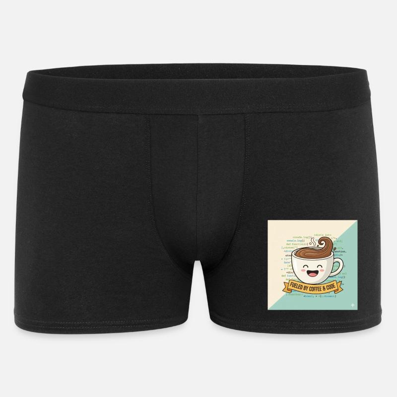 Happy Coffee Mug and Code - Men's Boxer Shorts - black