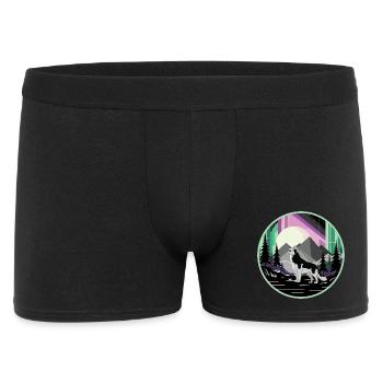 Husky sibérien avec aurores boréales - Boxer Homme - noir - Devant