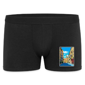 Bilbao Spain Vivid City Street Scene Travel Poster - Men's Boxer Shorts - black - Front