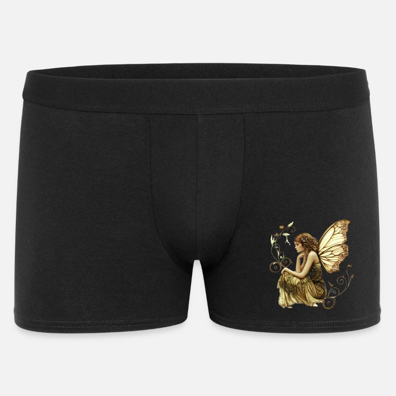 Edel-Fee mit Schmetterlingsflügel - Männer Boxer Shorts - Schwarz