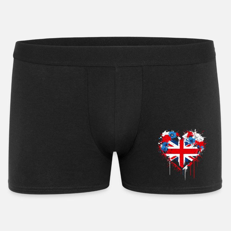 Herz von Union Jack Splash - Männer Boxer Shorts - Schwarz