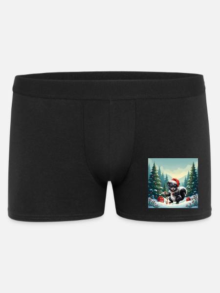Christmas skunk in snowy forest - Men's Boxer Shorts - black