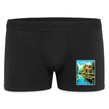Giethoorn Riverside Cottage en été fleuri - Boxer Homme - noir - Devant