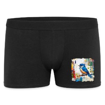 Blue bird in abstract sea of colors - Men's Boxer Shorts - black - Front