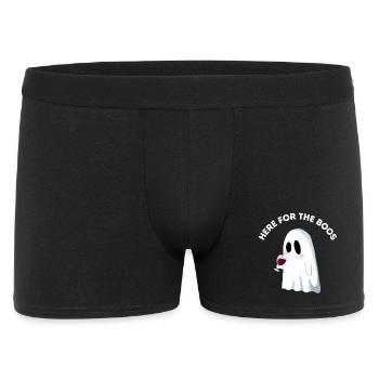 Here for the Boos – Funny Ghost Pun - Men's Boxer Shorts - black - Front