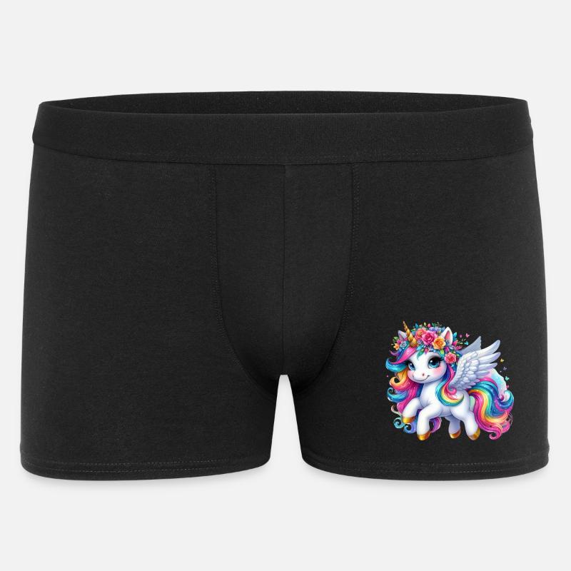 Regenbogen geflügelte Einhornkrone - Männer Boxer Shorts - Schwarz