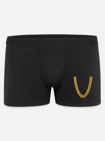 Goldene Panzerkette Halskette - Männer Boxer Shorts - Schwarz