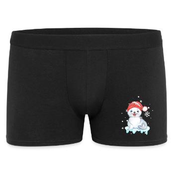Winter Seal Pup in Santa Hat - Men's Boxer Shorts - black - Front