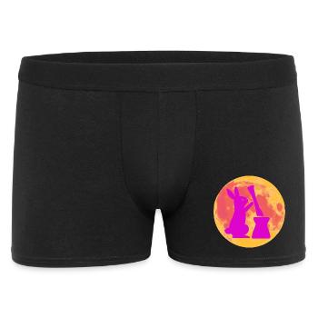 Moon Bunny Stomps Rice Cake – Full Moon Design - Men's Boxer Shorts - black - Front