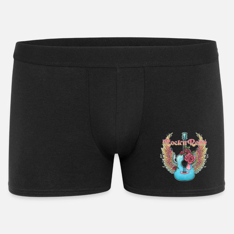 Blue Guitar Wings Roses Rock'n'Roll - Männer Boxer Shorts - Schwarz
