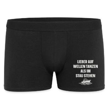 Lieber auf Wellen tanzen als im Stau stehen - Männer Boxer Shorts - Schwarz - Vorne