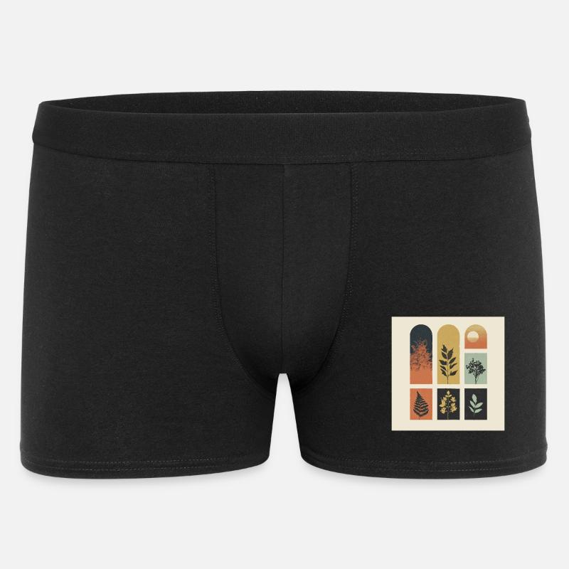 Herbst-Botanicals-Gitter - Männer Boxer Shorts - Schwarz