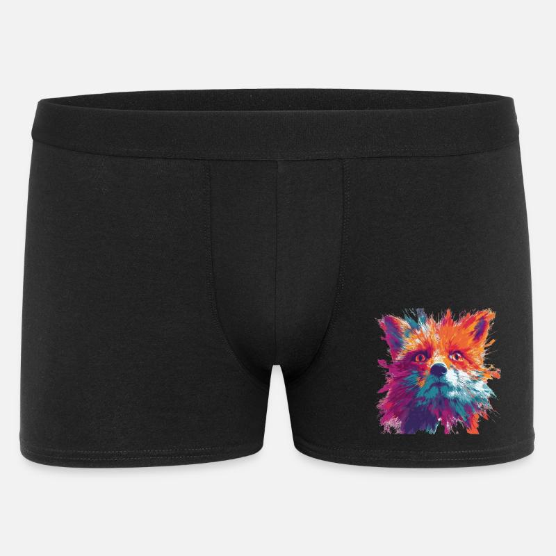 Intense_Fox_Face_Abstract_Painting - Männer Boxer Shorts - Schwarz