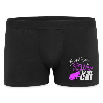 Behind Every Strong Woman Is Her Cat Spruch Katze - Men's Boxer Shorts - black - Front
