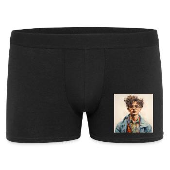 Watercolor Portrait Glasses Jacket - Men's Boxer Shorts - black - Front