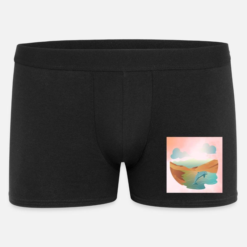 Delfin in Seelandschaft - Männer Boxer Shorts - Schwarz