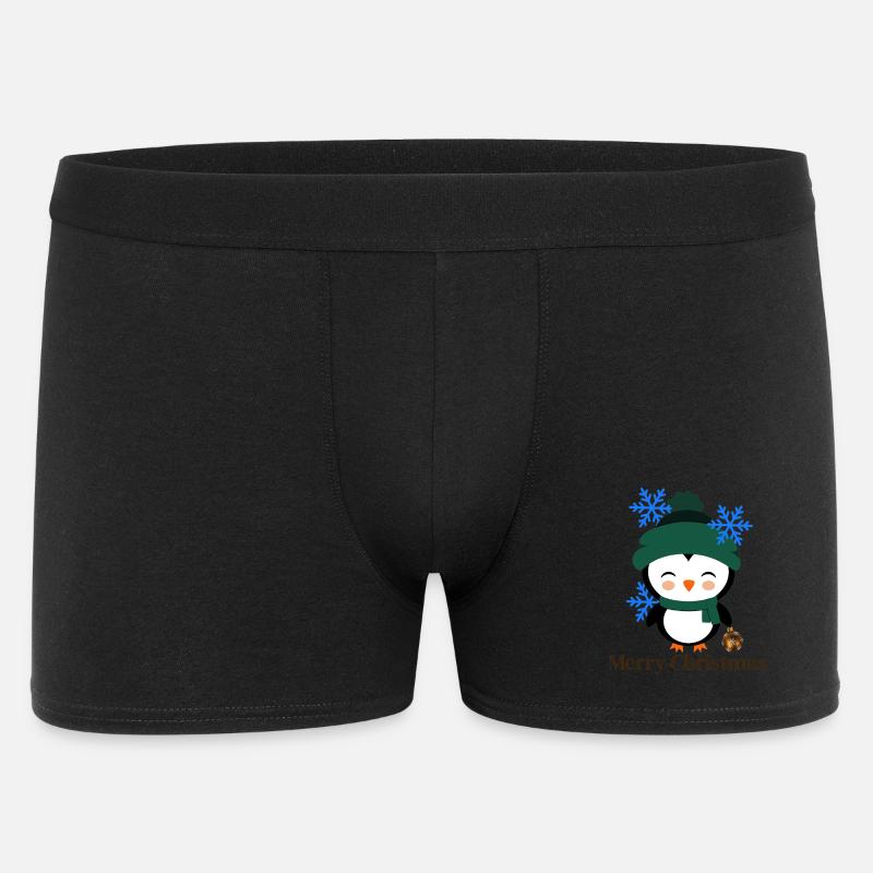 Winterpinguin mit Schneeflocken - Männer Boxer Shorts - Schwarz